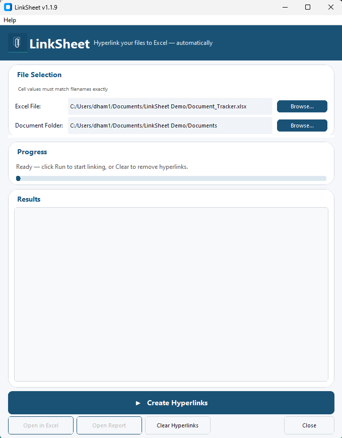 LinkSheet Pro ready to run